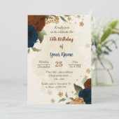 terracotta aardetoon marine bloemenverjaardag kaart (Staand voorkant)