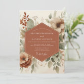 Terracotta Aardse Boho Bruiloft Kaart (Staand voorkant)