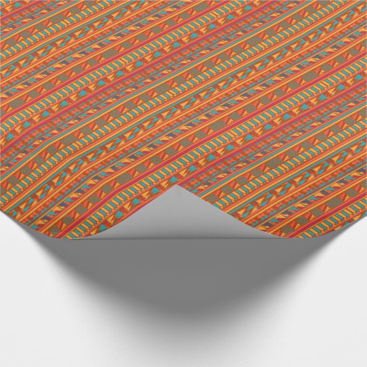 Terracotta Abstract Aztec Tribal Print Pattern Cadeaupapier (Hoek)