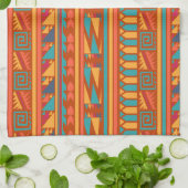 Terracotta Abstract Aztec Tribal Print Pattern Theedoek (Gevouwen)