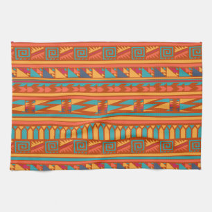 Terracotta Abstract Aztec Tribal Print Pattern Theedoek