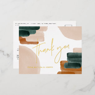 terracotta abstract baby shower bedankt folie feestdagen briefkaart