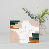 terracotta abstract baby shower bedankt folie feestdagen briefkaart (Staand Voorkant)