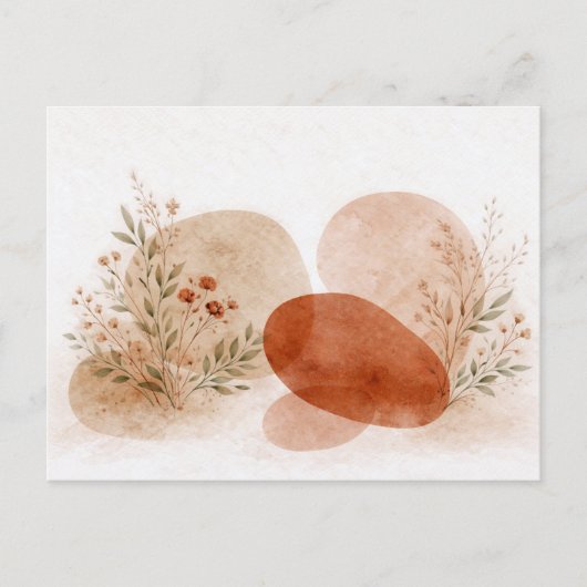 Terracotta Abstract Boho Botanical Watercolor Briefkaart (Voorkant)
