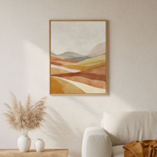 Terracotta Abstract Landscape Wall Art  Poster