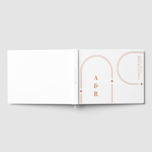 Terracotta Abstracte Boho Arch Wedding Monogram Gastenboek (Volledig)