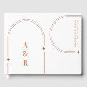 Terracotta Abstracte Boho Arch Wedding Monogram Gastenboek (Voorkant)
