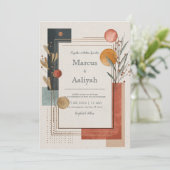 Terracotta Abstracte minimalistische bruiloft Kaart (Staand voorkant)