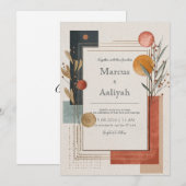 Terracotta Abstracte minimalistische bruiloft Kaart (Voorkant / Achterkant)