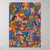 Terracotta Abstracte Vormen Poster | Midden-Eeuw W (Voorkant)