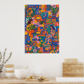 Terracotta Abstracte Vormen Poster | Midden-Eeuw W (Keuken)