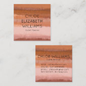 Terracotta Abstracte Waterverf getextureerde strep Vierkante Visitekaartje (Voorkant / Achterkant)