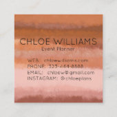 Terracotta Abstracte Waterverf getextureerde strep Vierkante Visitekaartje (Achterkant)