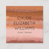 Terracotta Abstracte Waterverf getextureerde strep Vierkante Visitekaartje (Voorkant)