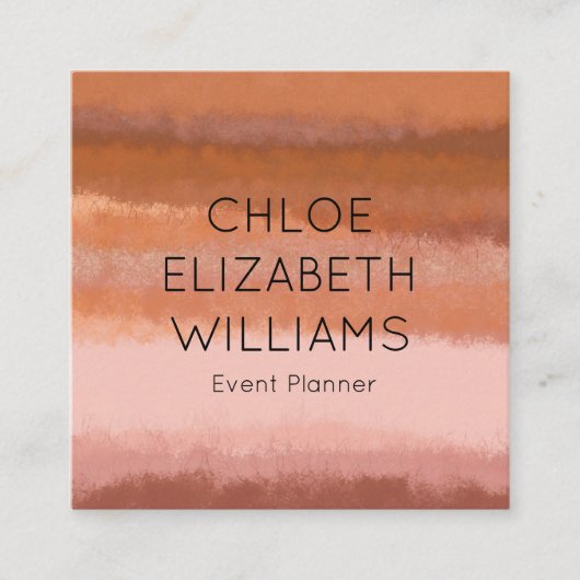 Terracotta Abstracte Waterverf getextureerde strep Vierkante Visitekaartje (Voorkant)