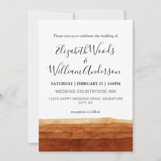 Terracotta Abstracte woestijn Boho Wedding Kaart (Voorkant)