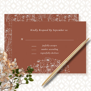 Terracotta Achtergrond Wildflower Wedding RSVP