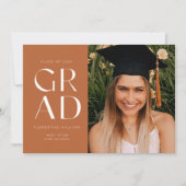 Terracotta Afstudeerder Block Modern Photo Afstude Kaart (Voorkant)