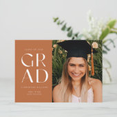 Terracotta Afstudeerder Block Modern Photo Afstude Kaart (Staand voorkant)