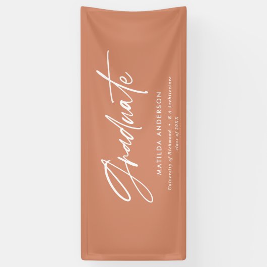 Terracotta afstuderen modern script minimale parti spandoek (Verticaal)