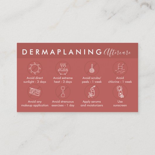 Terracotta Aftercare Instructions for Dermaplaning Visitekaartje (Achterkant)