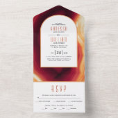 Terracotta agate slice geode fall bruiloft all in one uitnodiging (Binnen)