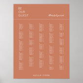 Terracotta Alfabetical Wedding Seding Chart Poster (Voorkant)