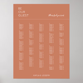 Terracotta Alfabetical Wedding Seding Chart Poster
