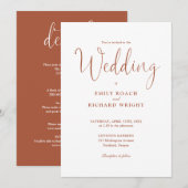 Terracotta alles in één elegant script bruiloft kaart (Voorkant / Achterkant)
