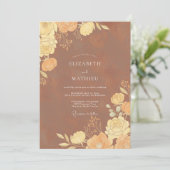 Terracotta Amber Ranunculus Eucalyptus Bruiloft Kaart (Staand voorkant)