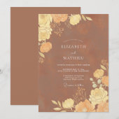Terracotta Amber Ranunculus Eucalyptus Bruiloft Kaart (Voorkant / Achterkant)