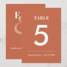 Terracotta Ampersand Bruiloft | Modern Tafelnummer