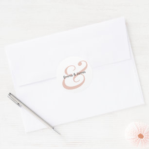 Terracotta Ampersand Huwelijk   Monogram Envelop Ronde Sticker