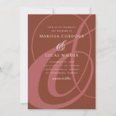 Terracotta Ampersand Script Kalligrafie Trouwen Kaart (Voorkant)