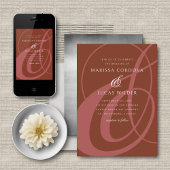 Terracotta Ampersand Script Kalligrafie Trouwen Kaart