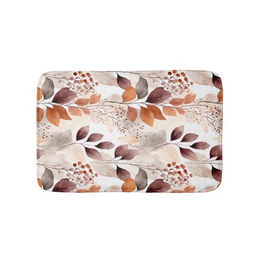 Terracotta and Burgundy Fall Leaves | Boho Autumn Badmat (Voorkant)