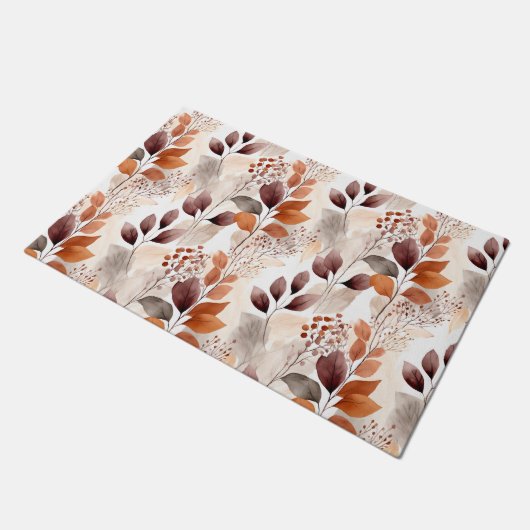 Terracotta and Burgundy Fall Leaves | Boho Autumn Deurmat (Schuin)