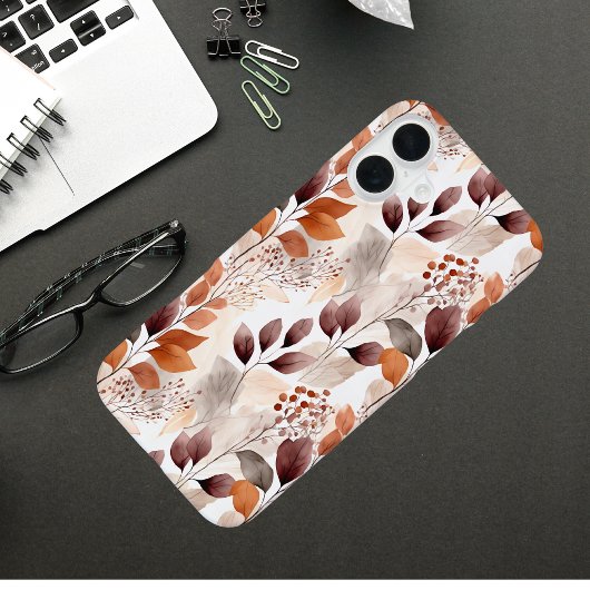 Terracotta and Burgundy Fall Leaves | Boho Autumn iPhone Hoesje
