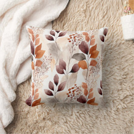 Terracotta and Burgundy Fall Leaves | Boho Autumn Kussen