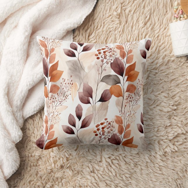 Terracotta and Burgundy Fall Leaves | Boho Autumn Kussen (Deken)