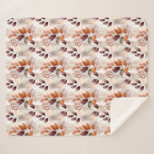 Terracotta and Burgundy Fall Leaves | Boho Autumn Sherpa Deken (Voorkant (horizontaal))