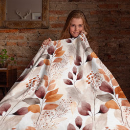 Terracotta and Burgundy Fall Leaves | Boho Autumn Sherpa Deken