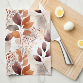 Terracotta and Burgundy Fall Leaves | Boho Autumn Theedoek