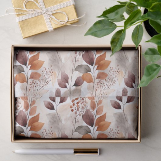 Terracotta and Burgundy Fall Leaves | Boho Autumn Tissuepapier (Geschenk)