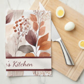 Terracotta and Burgundy Fall Leaves | Custom Boho Theedoek (Quarter Fold)