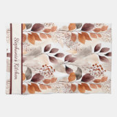 Terracotta and Burgundy Fall Leaves | Custom Boho Theedoek (Horizontaal)