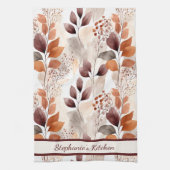 Terracotta and Burgundy Fall Leaves | Custom Boho Theedoek (Verticaal)