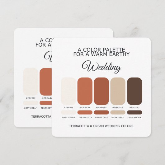 Terracotta and Cream Wedding Color Palette Card Kaart (Voorkant / Achterkant)