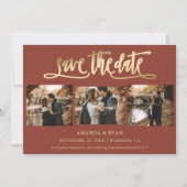 Terracotta and Gold Wedding 4 Foto Save the Date (Voorkant)