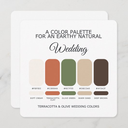 Terracotta and Olive Wedding Color Palette Card Kaart (Voorkant / Achterkant)